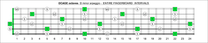 DCAGE octaves fingerboard D minor arpeggio intervals