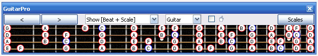 GuitarPro6 fingerboard C major scale