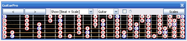 GuitarPro6 fingerboard C major scale