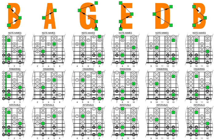 BAGED octaves C major scale box shapes