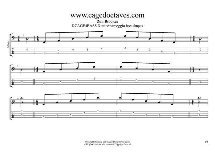 GuitarPro6 D minor arpeggio box shapes TAB pdf
