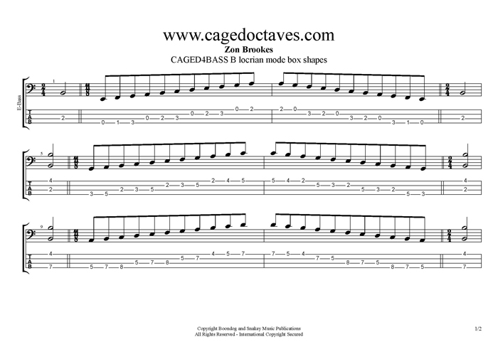GuitarPro6 B locrian mode box shapes TAB pdf