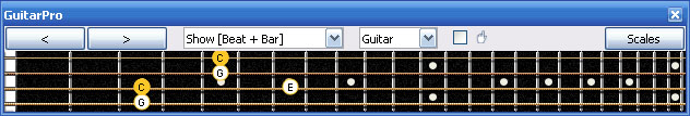 GuitarPro6 C major arpeggio 3nps : 3A1G box shape