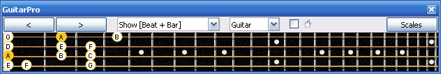 GuitarPro6 A minor scale 3nps : 3Am1Gm box shape
