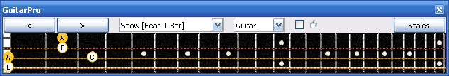 GuitarPro6 A minor srpeggio (3nps) : 3Am1Gm box shape
