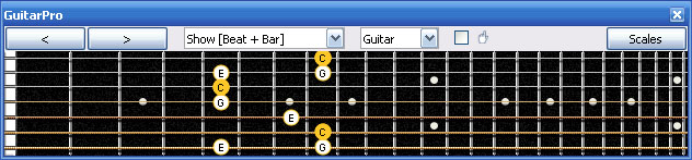 GuitarPro6 C major arpeggio : 6G3G1 box shape