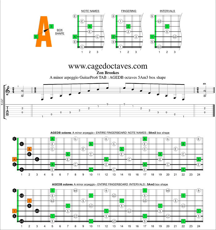 AGEDB octaves A minor scale : 5Am3 box shape