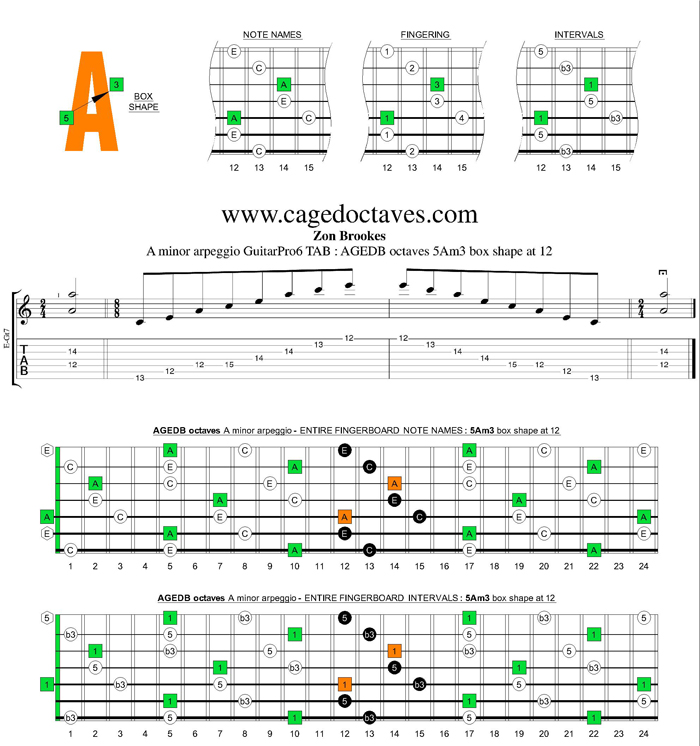 AGEDB octaves A minor scale : 5Am3 box shape at 12