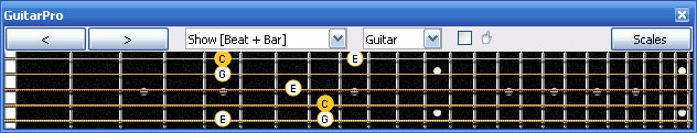 GuitarPro6 C major arpeggio (3nps) : 4G1 box shape