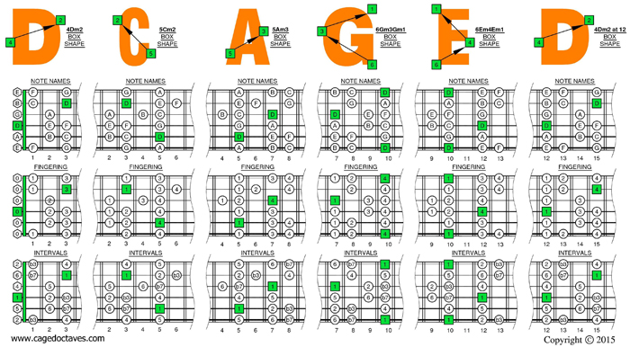 DCAGE octaves D dorian mode box shapes