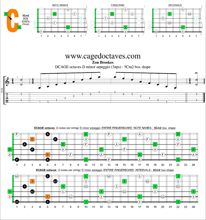 DCAGE octaves D minor arpeggio (3nps) : 5Cm2 box shape