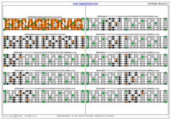 EDCAG octaves E phrygian mode 3nps box shapes : fretboard notes