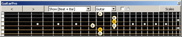 GuitarPro6 G major arpeggio (3nps) : 5A3 box shape
