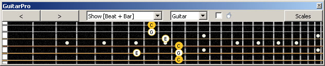 GuitarPro6 C major arpeggio: 6E4E1 box shape