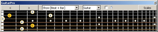 GuitarPro6 (Drop D) 3nps C major arpeggio : 5C2 box shape