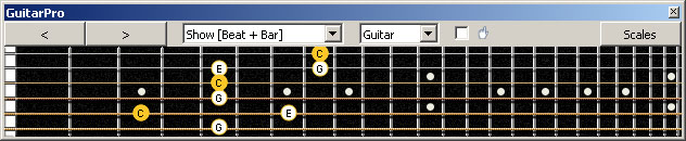 GuitarPro6 (Drop D) 3nps C major arpeggio : 5A3G1 box shape