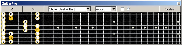 GuitarPro6 (8 string : Drop E) C major scale : 7B5B2 box shape