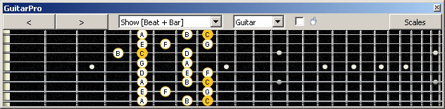 GuitarPro6 (8 string : Drop E) C major scale : 8G6G3G1 box shape