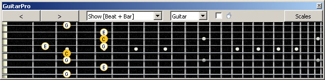 GuitarPro6 (8 string : Drop E) C major arpeggio : 5A3 box shape