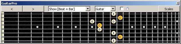 GuitarPro6 (8 string : Drop E) C major arpeggio : 7D4D2 box shape