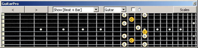 GuitarPro6 (8 string : Drop E) C major arpeggio : 7B5B2 box shape at 12