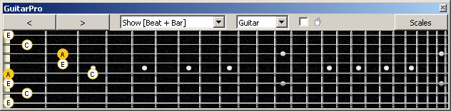 GuitarPro6 (8 string : Drop E) A minor arpeggio : 5Am3 box shape