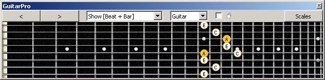 GuitarPro6 (8 string : Drop E) A minor arpeggio : 5Am3 box shape at 12