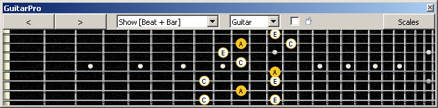 GuitarPro6 (8 string : Drop E) A minor arpeggio (3nps) : 7Bm5Bm2 box shape