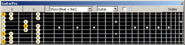 GuitarPro6 (8-string: Drop E) E phrygian mode : 8Em6Em4Em1 box shape pdf