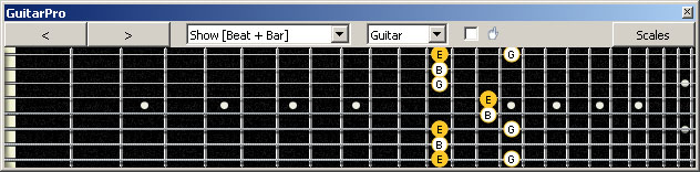 GuitarPro6 (8-string: Drop E) E minor arpeggio : 8Em6Em4Em1 box shape at 12 pdf