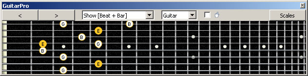 GuitarPro6 (8 string : Drop E) E minor arpeggio (3nps) : 7Dm4Dm2 box shape