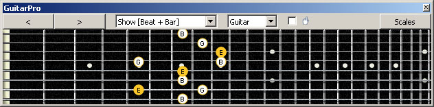 GuitarPro6 (8 string : Drop E) E minor arpeggio (3nps) : 7Bm5Am3 box shape
