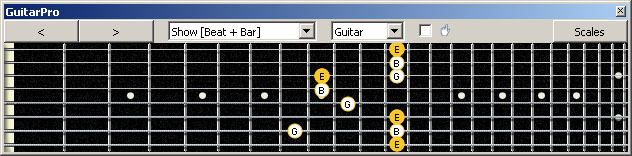 GuitarPro6 (8 string : Drop E) E minor arpeggio (3nps) : 8Gm6Gm3Gm1 box shape