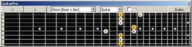 GuitarPro6 (8 string : Drop E) E minor arpeggio (3nps) : 8Em6Em4Em1 box shape