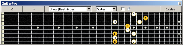 GuitarPro6 (8 string : Drop E) E minor arpeggio (3nps) : 8Em6Em4Dm2 box shape