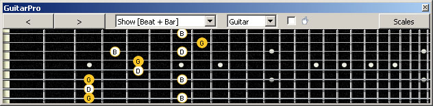 GuitarPro6 (8 string : Drop E) G major arpeggio (3nps) : 8E6E4D2 box shape