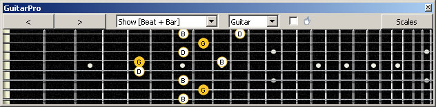 GuitarPro6 (8 string : Drop E) G major arpeggio (3nps) : 7D4D2 box shape