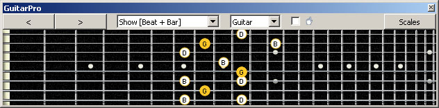 GuitarPro6 (8 string : Drop E) G major arpeggio (3nps) : 7B5B2 box shape