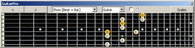 GuitarPro6 (8 string : Drop E) G major arpeggio (3nps) : 5A3G1 box shape
