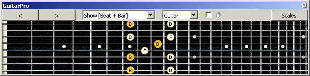 GuitarPro6 (8 string : Drop E) B diminished arpeggio : 8E6E4E1 box shape