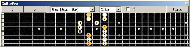 GuitarPro6 (8 string : Drop E) C pentatonic major scale : 8E6E4E1 box shape