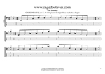 C major-minor arpeggio (4-string bass: Low E) box shapes TAB pdf