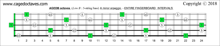 AGEDB octaves fingerboard A minor arpeggio note intervals