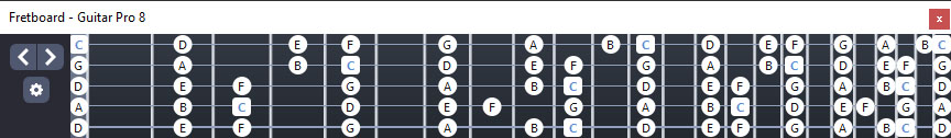 GuitarPro8: C major scale (ionian mode)