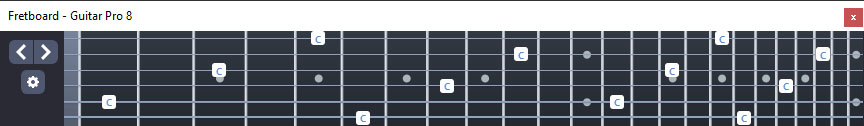GuitarPro8 C natural octaves: 6-string bass (F#0 standard - F#BEADG)