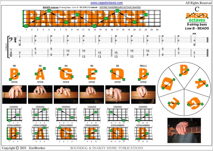 BAGED octaves (5-string bass : Low B - BEADG) - C natural octaves