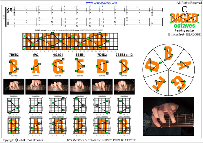 BAGED octaves 7-string guitar (B1 standard - BEADGBE): C natural octaves