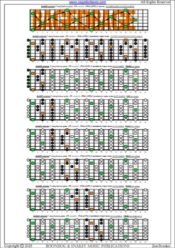 BAGED octaves C pentatonic major arpeggio (7-string guitar : F#1 standard - F#BEADF#B) box shapes : entire fretboard notes