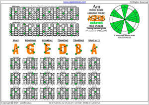 AGEDB octaves (7-string baritone guitar : F#1 standard - F#BEADF#B) A minor scale (aeolian mode) box shapes pdf